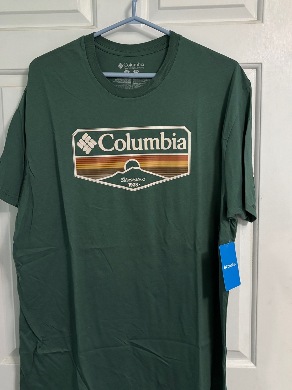 Columbia Men’s Forest Green Logo Tee with Retro Stripe